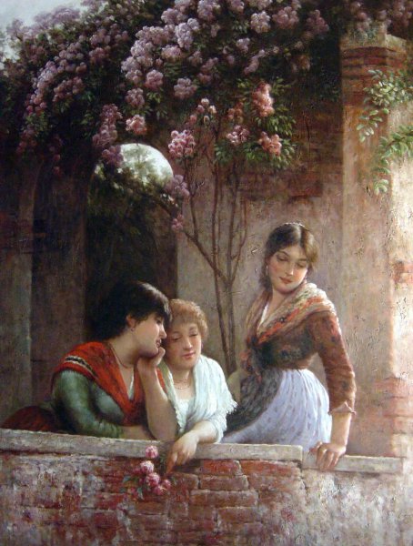 On The Terrace. The painting by Eugene De Blaas