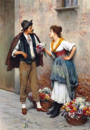 Eugene De Blaas, The Flower Seller, 1902, Painting on canvas