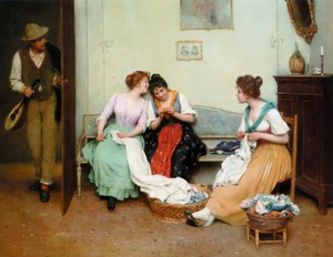 Reproduction oil paintings - Eugene De Blaas - The Friendly Gossips, 1901
