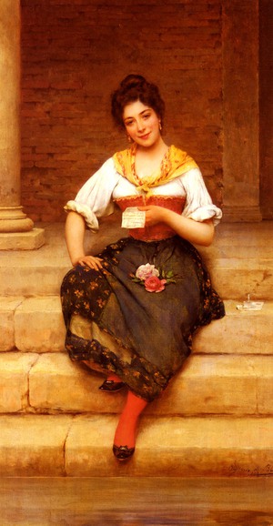 Reproduction oil paintings - Eugene De Blaas - The Love Letter, 1902