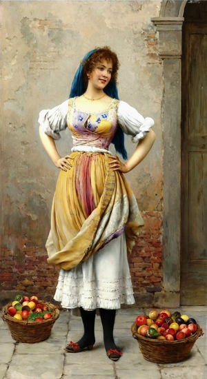 Reproduction oil paintings - Eugene De Blaas - The Market Girl, 1900