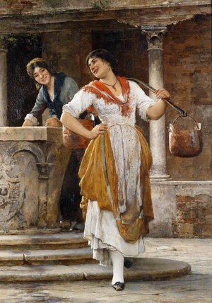 Eugene De Blaas, The Water Bearer, 1880, Art Reproduction