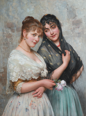 Reproduction oil paintings - Eugene De Blaas - Two Venetian Women, 1893