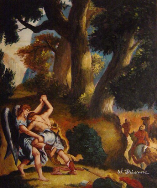 Jacob Wrestling With The Angel. The painting by Eugene Delacroix