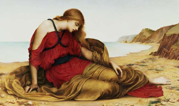 Ariadne in Naxos. The painting by Evelyn De Morgan