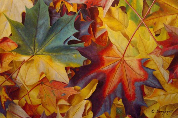 Fall Leaves Bursting With Color. The painting by Our Originals