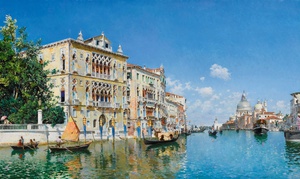 Famous paintings of Waterfront: A Beautiful Grand Canal with Palazzo Cavallo-Franchetti, Venice