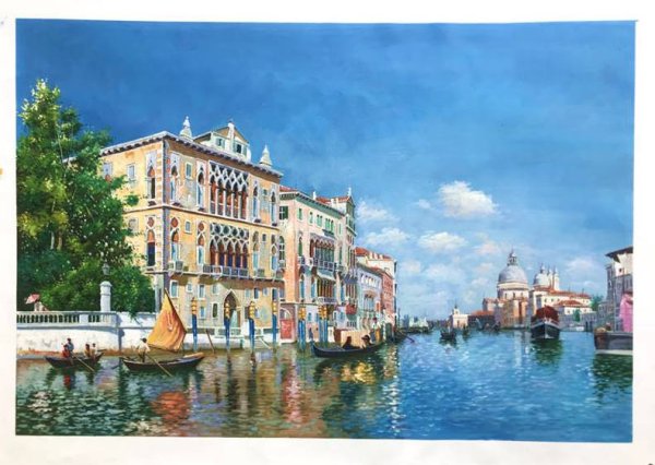 A Beautiful Grand Canal with Palazzo Cavallo-Franchetti, Venice Oil Painting Reproduction