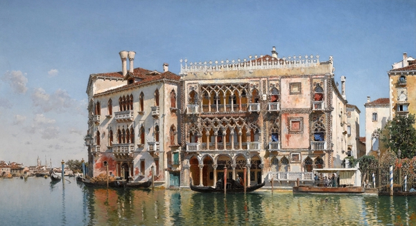 At Ca d'Oro, Venice. The painting by Federico del Campo