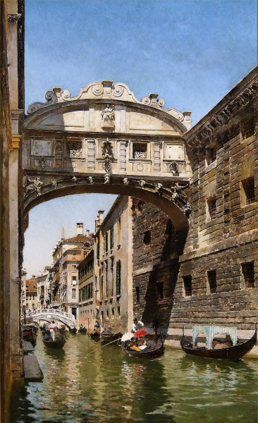 Bridge of Sighs, Venice. The painting by Federico del Campo