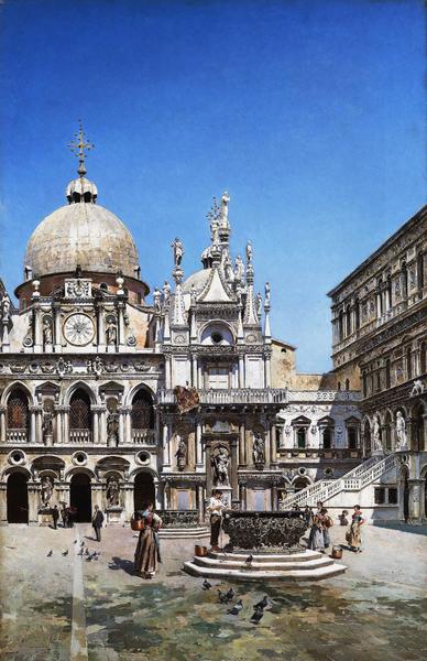 Courtyard of the Doge's Palace, Venice. The painting by Federico del Campo