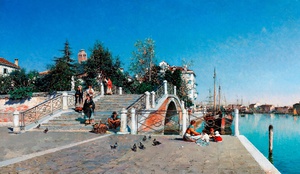 Federico del Campo, Ponte Della Calcina, Dorsoduro, Venice, Painting on canvas