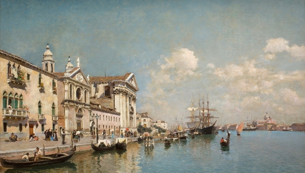 The Zattere, Venice. The painting by Federico del Campo