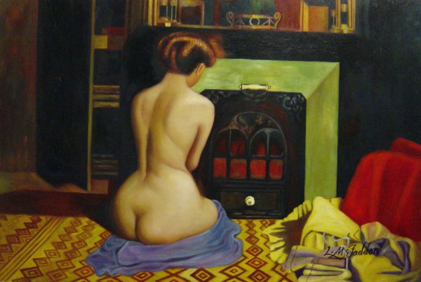 Naked Woman Before Stove. The painting by Felix Vallotton