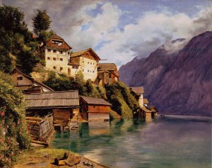 Ferdinand Georg Waldmuller, Hallstatt, Painting on canvas