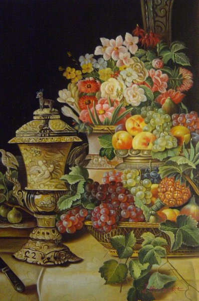 Still Life With Fruit And Flowers. The painting by Ferdinand Georg Waldmuller