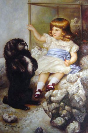 Ferdinand Keller, Give Me Your Paw!, Painting on canvas
