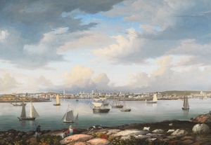 Famous paintings of Waterfront: A View of Gloucester Harbor from Rocky Neck