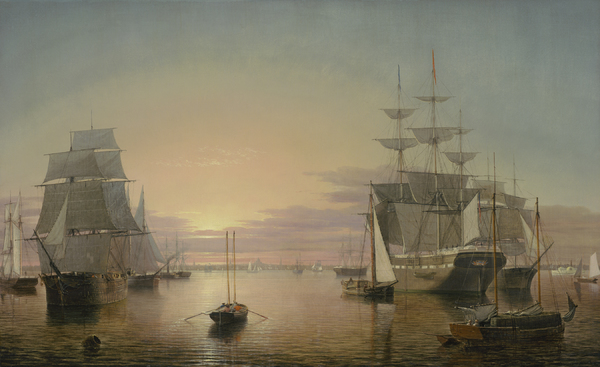 Along Boston Harbor. The painting by Fitz Hugh Lane