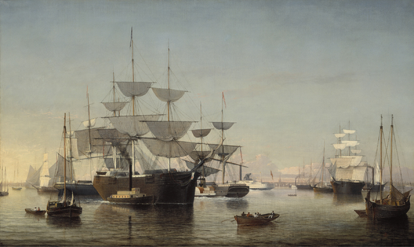 Arriving in New York Harbor. The painting by Fitz Hugh Lane