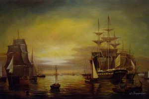 Famous paintings of Ships: Boston Harbor