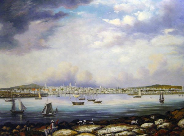 Gloucester From Rocky Neck. The painting by Fitz Hugh Lane