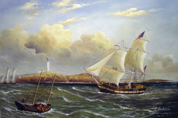 Rounding The Lighthouse. The painting by Fitz Hugh Lane