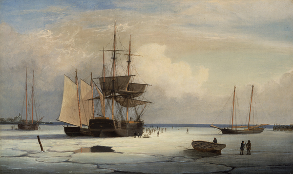 Ships in Ice off Ten Pound Island, Gloucester. The painting by Fitz Hugh Lane