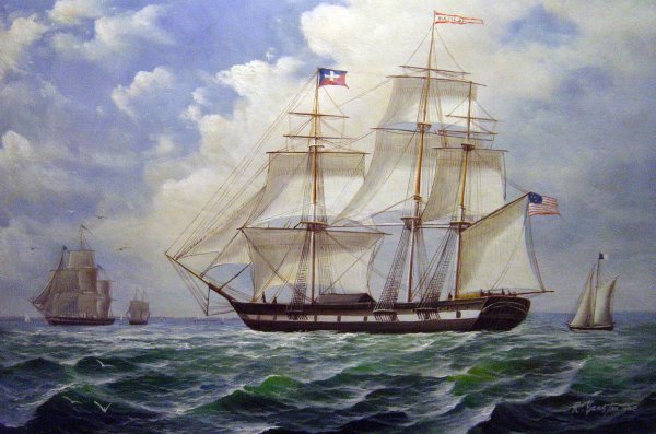 The &#39Matilda&#39 Under Sail. The painting by Fitz Hugh Lane