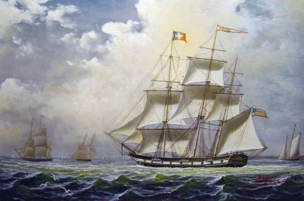 The Matilda Under Sail. The painting by Fitz Hugh Lane