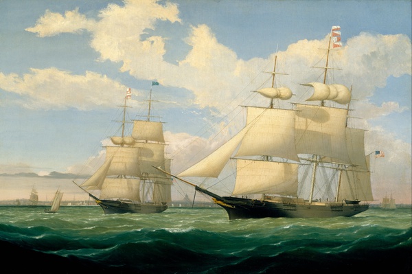 The Ships "Winged Arrow" and "Southern Cross" in Boston Harbor. The painting by Fitz Hugh Lane