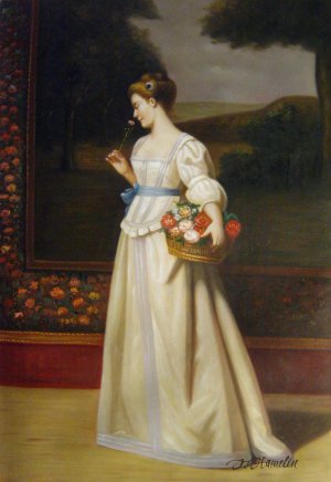 Florent Willems, The Rose Basket, Painting on canvas