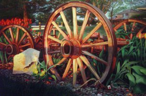 Our Originals, Flower Cart In The Garden, Painting on canvas