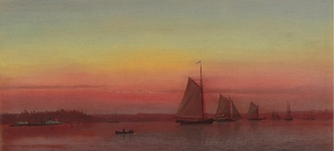 Francis Silva, Red Sails at Sunset (Sailing at Sunset), Art Reproduction