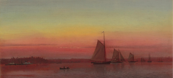 Red Sails at Sunset (Sailing at Sunset). The painting by Francis Silva