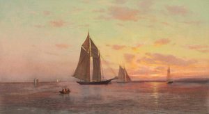 Francis Silva, Sailing Vessels off Cape Ann, Art Reproduction