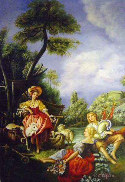 A Summer Pastoral. The painting by Francois Boucher