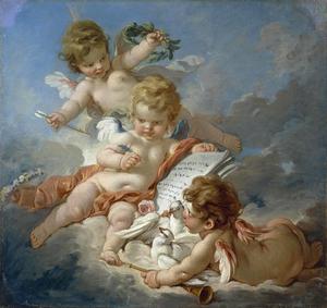 Reproduction oil paintings - Francois Boucher - Cupids. Allegory of Poetry