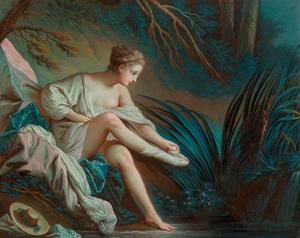 Francois Boucher, Nymph Bathing, Painting on canvas