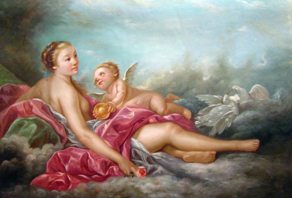 Venus And Cupid. The painting by Francois Boucher