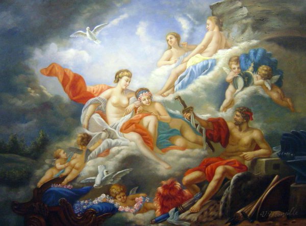 Vulcan Presenting Venus With Arms For Aeneas. The painting by Francois Boucher