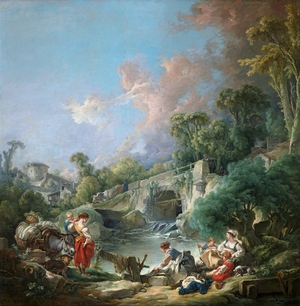 Francois Boucher, Washerwomen, Painting on canvas