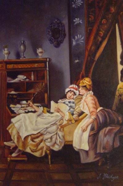 Naughty Maids. The painting by Francois Brunery