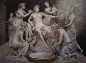 Francois Girardon, Apollo Tended By The Nymphs, Painting on canvas