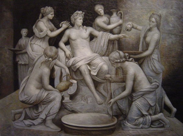 Apollo Tended By The Nymphs. The painting by Francois Girardon
