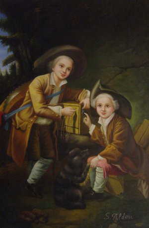 Reproduction oil paintings - Francois-Herbert Drouais - Le Comte And Chevalier de Choiseul As Savoyards