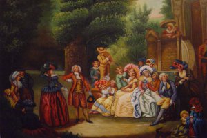 Reproduction oil paintings - Francois Louis Joseph Watteau - The Minuet Under The Oak Tree