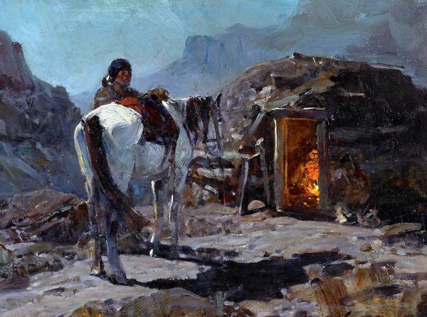 Home Of The Navajo. The painting by Frank Tenney Johnson