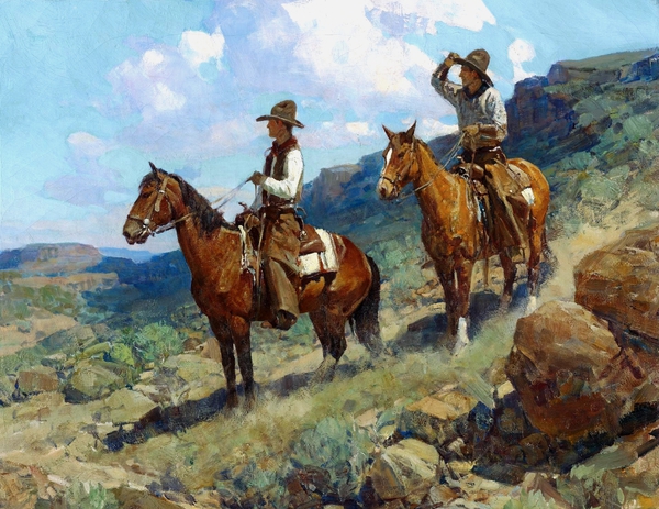 Texas Cowboys. The painting by Frank Tenney Johnson
