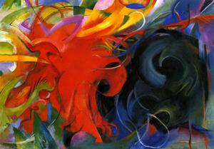 Franz Marc, Dual Fighting Forms, Painting on canvas